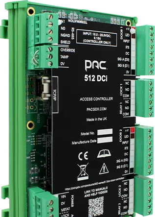PAC 512 DCi -ovikeskus DIN-kiskossa